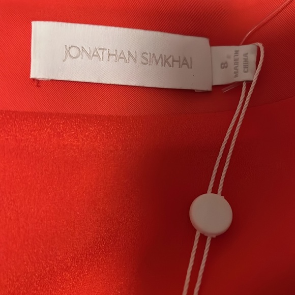 Jonathan Simkhai Lilit Puff-Front Draped Mini Dress Poppy (orange/red) 8 NWT - Picture 11 of 12